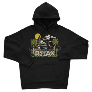 Airport Hoodie in Black on white background